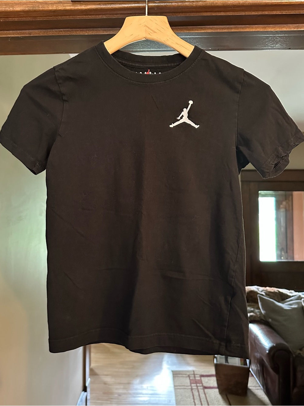 Jordan Kids Black Short Sleeve Tee with White Jumpman Logo
